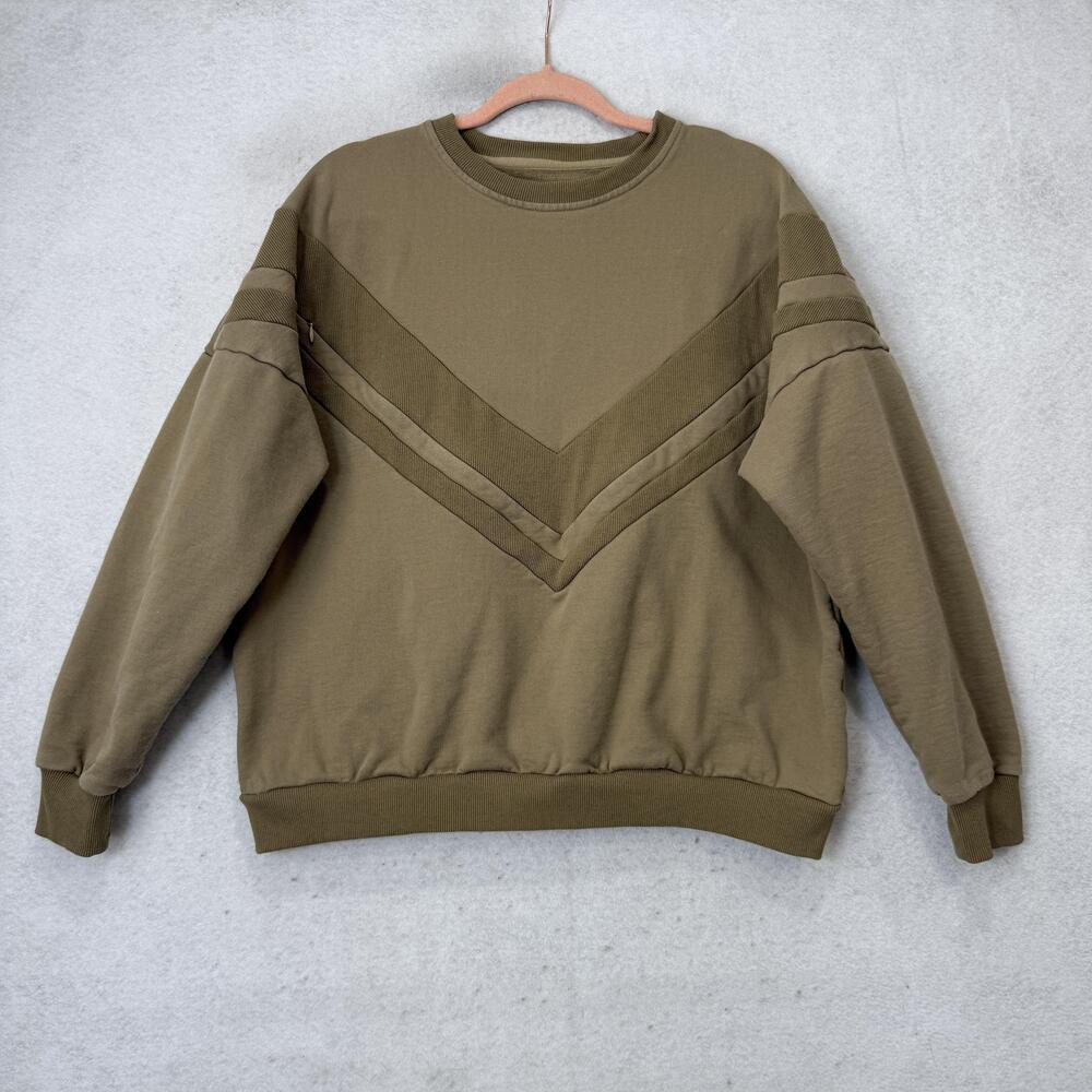 Sweat & Milk Sweatshirt Womens M/L Green Nursing Fleece Pullover Maternity